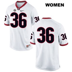Women's Georgia Bulldogs NCAA #36 Garrett Jones Nike Stitched White Authentic No Name College Football Jersey BSQ2854CX